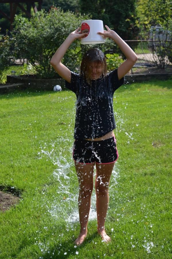 Senior Katie Diamond takes the Ice Bucket Challenge