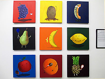 Funny fruit acrylic paintings created by Renee Kuharchuk