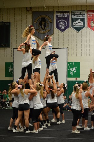 York Cheerleaders perform at the Homecoming Pep Rally.