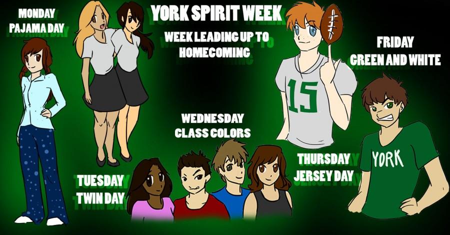 Info-graphic of all the days of Spirit Week (Sep. 14-18)