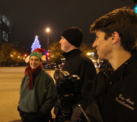 Seniors Jake Pardue and Reed Morley along with Junior Mike Mancini enjoy a fun laugh after filming in Millenium Park. Morley said "working with Mike Mancini is like a box of chocolates. You never know what you're gonna get."