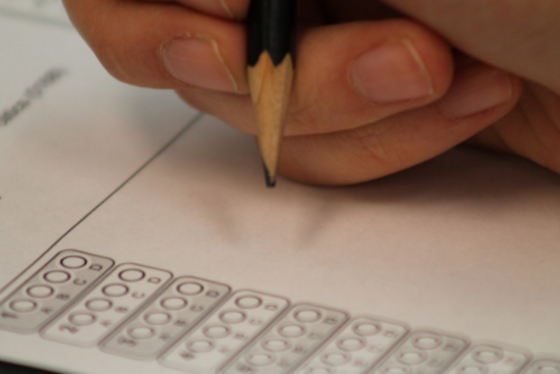 A student taking a practice test to prepare for the ACT.