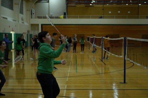 Students participate in BadMANton Tournament. 