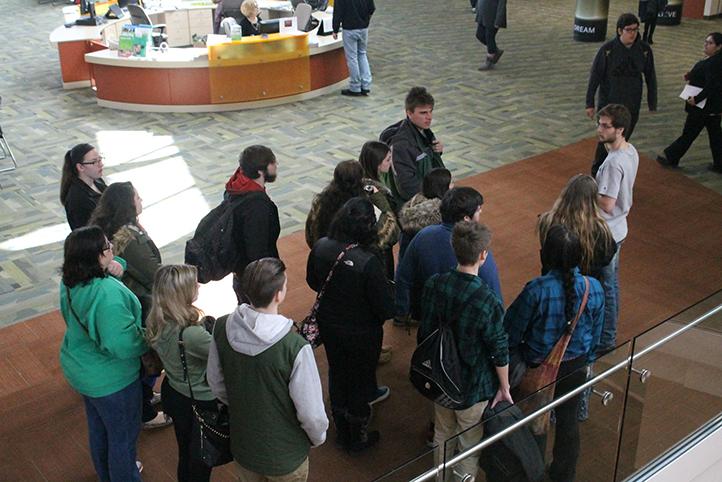 York students were split into 3 different groups and began their tour with a guide explaining about the student services center. 