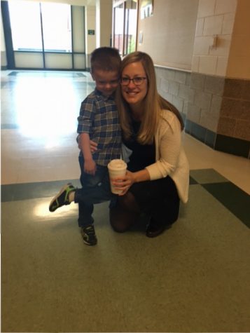 Industrial Technology Coach, Mrs. Diebold, and her son are excited for a fun day at York. 