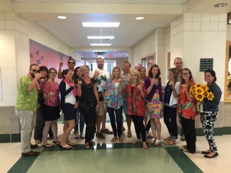 English department sports their floral for Hawaiian Tuesday. 