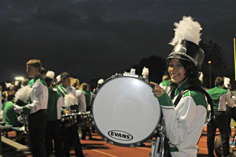 Drums player Joie Pecoraro has the time of her life performing at this year's homecoming game.