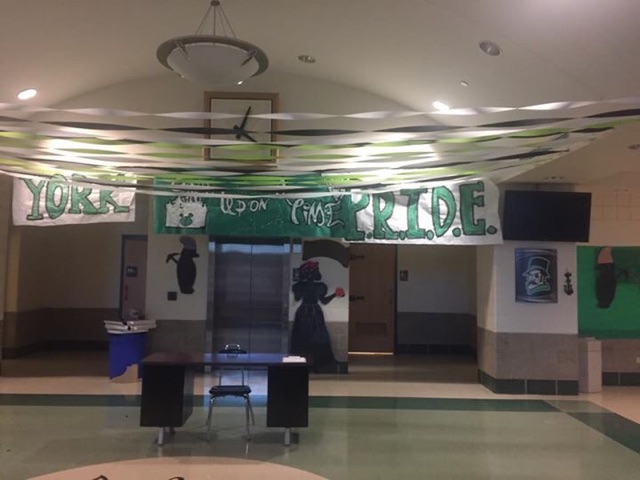 P.R.I.D.E. was given the Academic Foyer this year for Homecoming Hallway Decorating. | Photo courtesy of Natalie Rohman