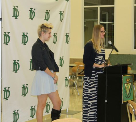 Ms. Kelsey Manning introduces Isabella Stanley, Student of the Month for Visual Arts.
