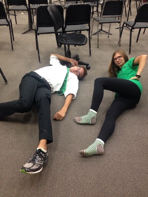 Who needs Tempur-Pedic when you have the band room floor and a warm pizza box?