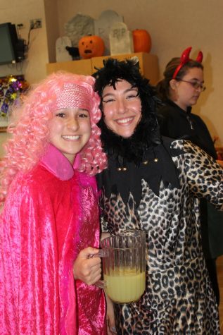Kenna Bays and Meghan Marro, seniors and managers dressed up for the festive lunch.
