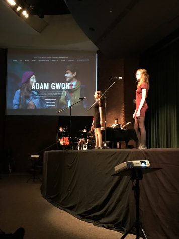 Erin Lee and Ellie Ryan, sophomores, perform "Who Does She Think She Is?," by Adam Gwon. | Photo by Rebecca Rogers
