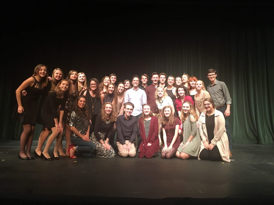 Drama students pose with Adam Gwon before the concert begins. | Photo courtesy of Mrs. Rebecca Marianetti