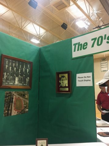 The 70's display set up for Coach Newton in the Dick Campbell gym.