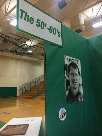 The 50-60's display set up for Coach Newton in the Dick Campbell gym.