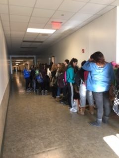 The line to see the lovable canines went out the door periods 4-6.