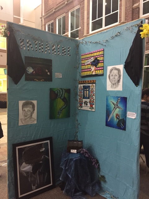 Bartosz’s display at the Winter Art Show in the commons.