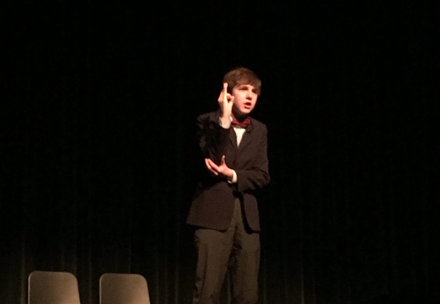 Sophomore David Hansen performs his Original Comedy, an eight minute piece he wrote himself. 
