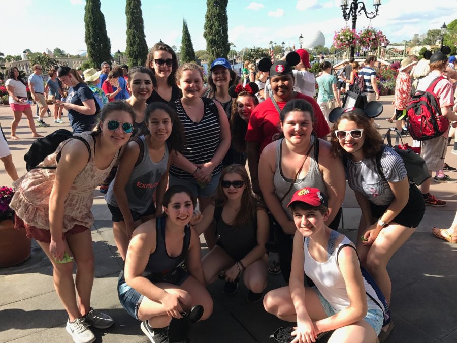 After the parade, the color guard meets to spend the rest of the day in Epcot.