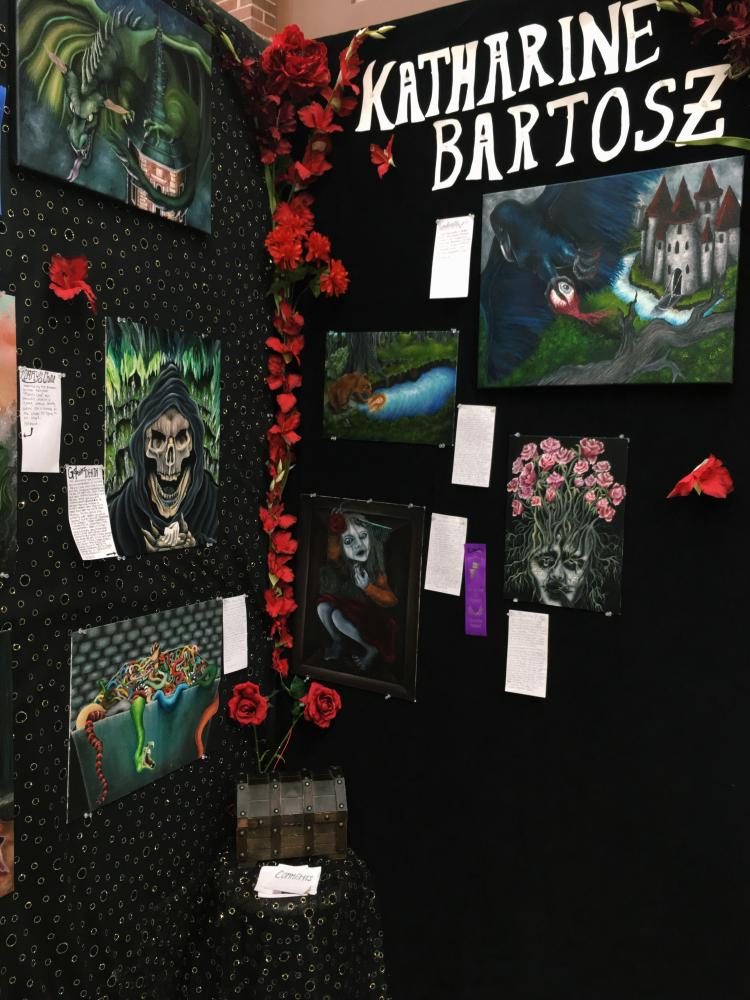 First place winner of the entire art show, Katharine Bartosz takes home the title for the second time in a row with her beautiful yet twisted fairy tale paintings. 