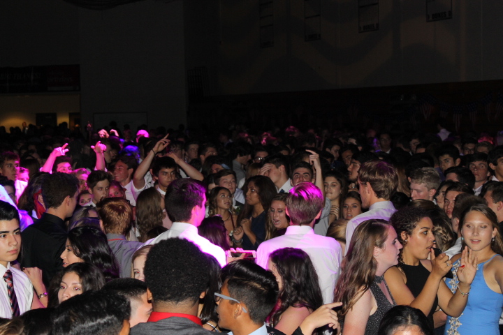 The large crowd at Homecoming dances the night away in celebration of Duke Spirit, no matter the outcome of the game. Sat., Sept. 23, 2017.