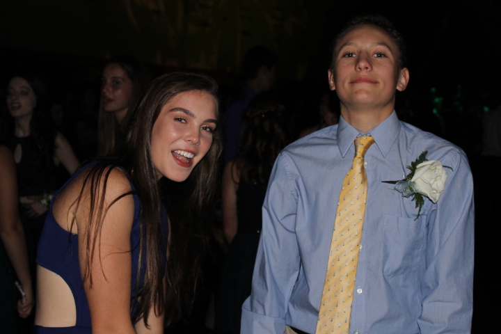 Sophomores Greta Roy and Jay Jensen dance to the music together at Homcoming on Sat., Sept. 23, 2017