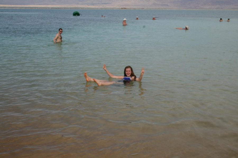 Cambria Khayat hangs out in the Dead Sea in Israel. 