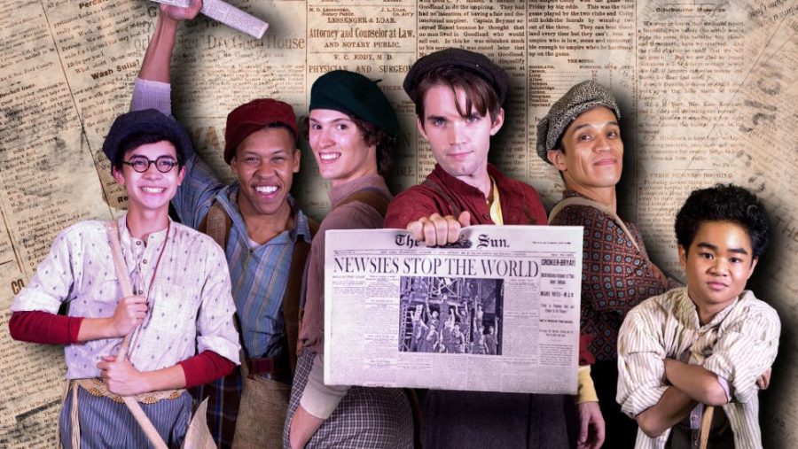 Promotional ad for Newsies, Griffin pictured third from left.