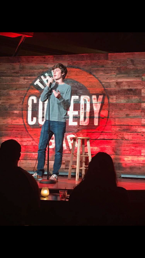 Dylan Foley performs a comedy set in front of an audience at The Comedy Bar on November 6, 2017.