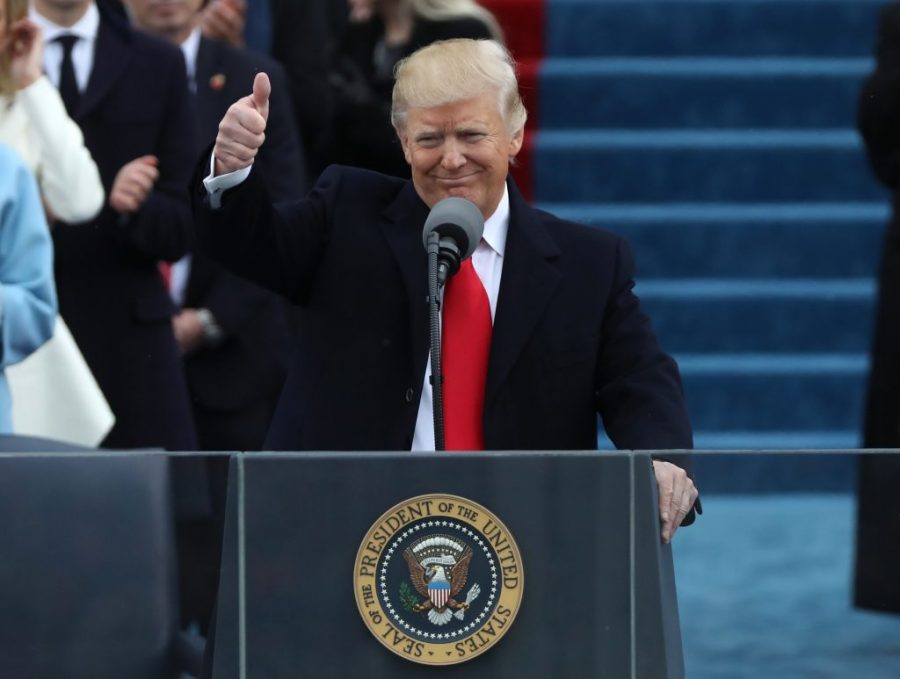 President Trump giving his inauguration speech at the steps of the United States Capitol on Jan. 20 2017.