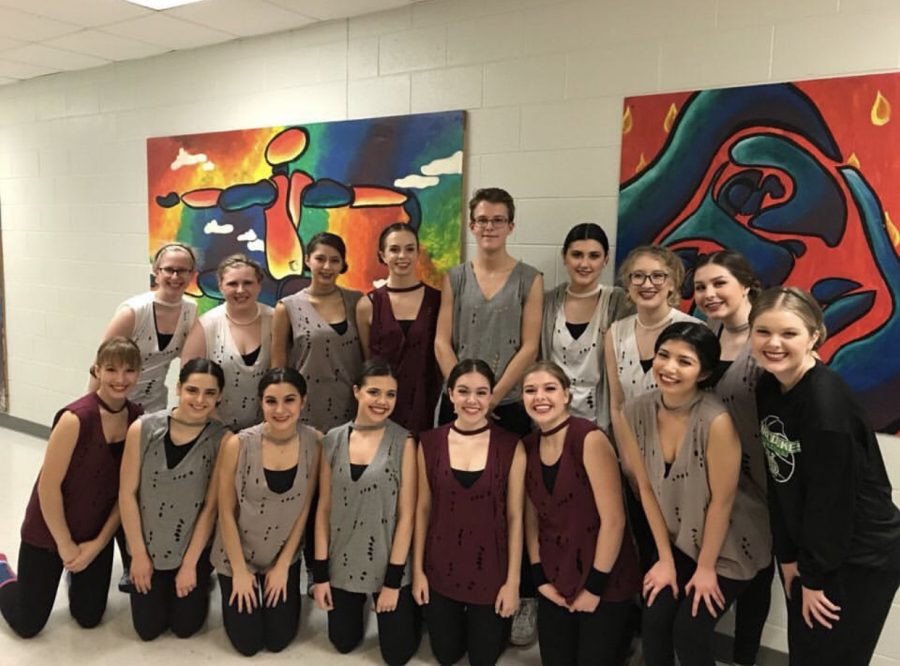 York Advanced dance in costumes, ready for the show.