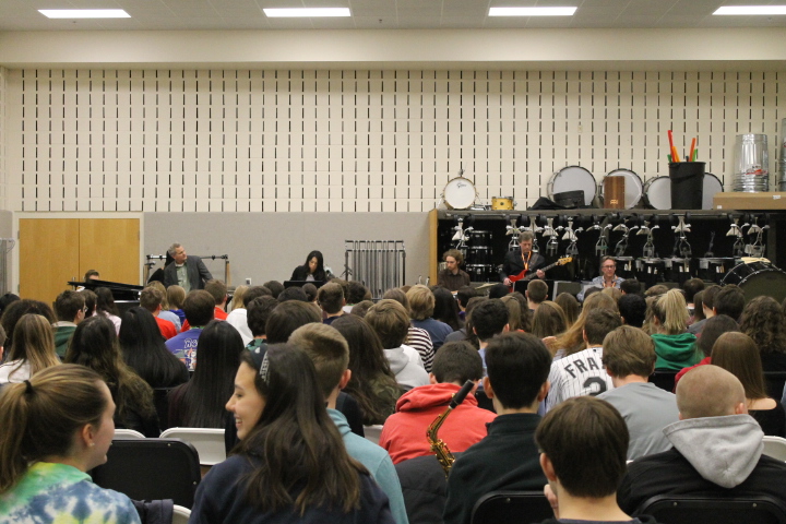 The College of DuPage Jazz Ensemble was well welcomed in the band room today during fourth period. 