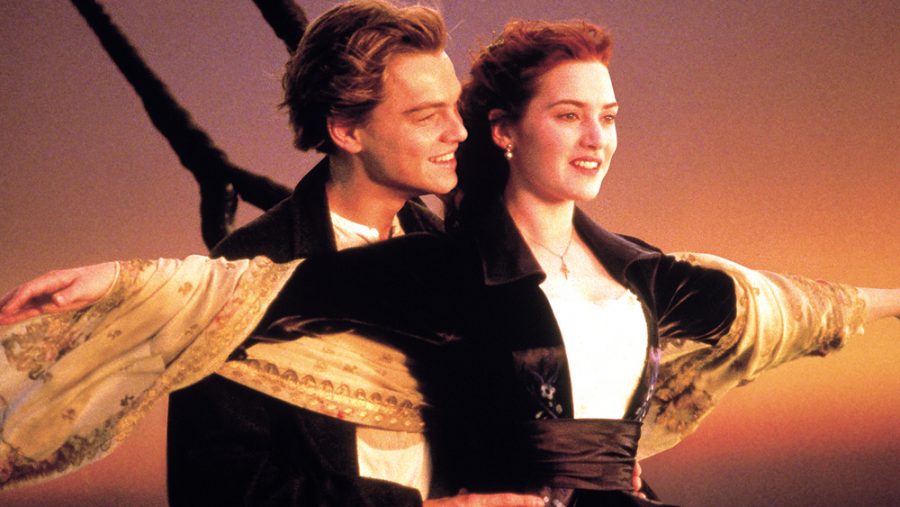Leonardo DiCaprio and Kate Winslet in an iconic scene from Titanic.