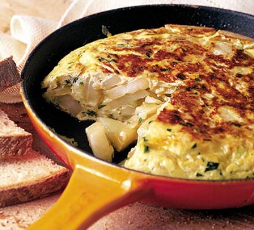 One of Fedes favorite dishes from Spain: a Spanish omelet