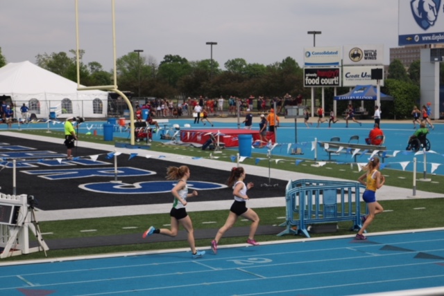Sarah May, junior, strides past in the 1600m race at the state meet. May 18.2018.