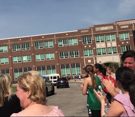 Fans gather to cheer on the softball team as they head to Peoria for state. 
June 7, 2018