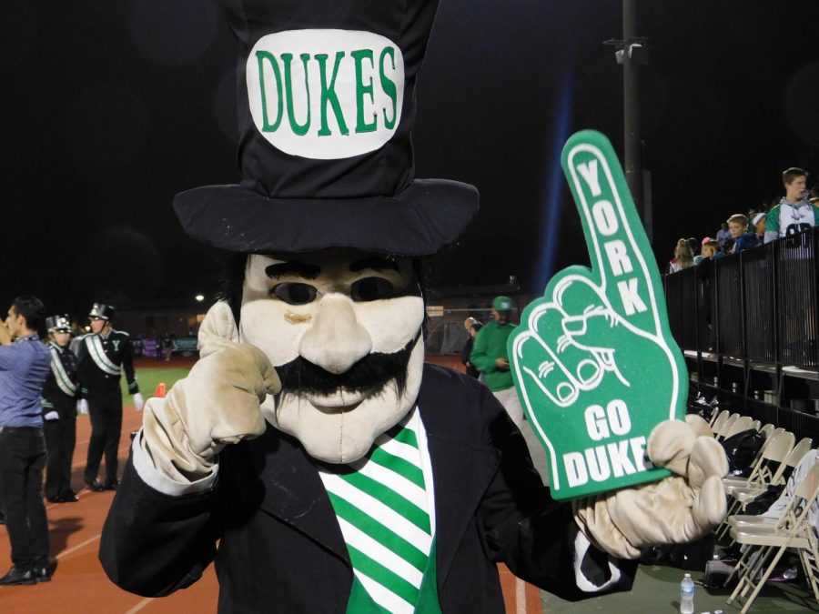 Yorks beloved Duke visited students in the stands and cheered the team on from the field, giving the camera a thumbs up. 