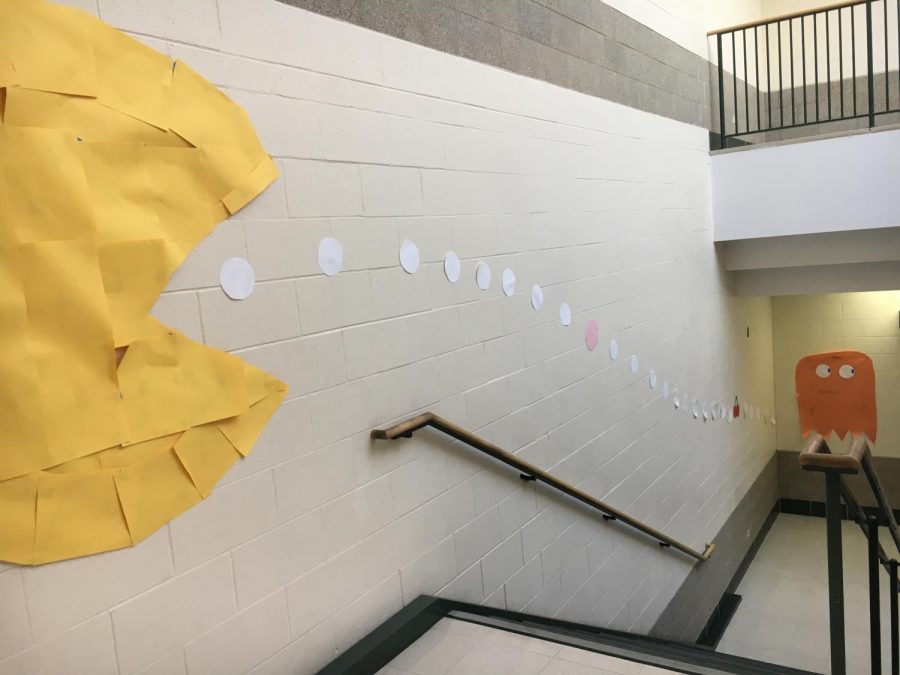 A game of Pacman made in the atrium by Student Council as a flashback from the 80s.