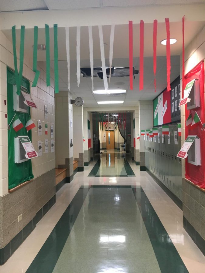 One of the foreign language hallways decorated by Italian Club.
