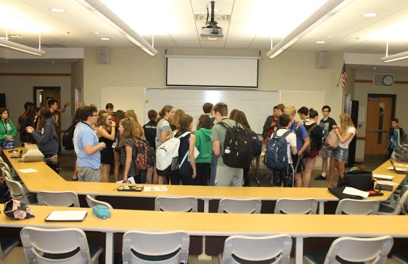 Students attend the first speech meeting of the year