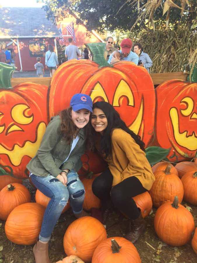 Juniors Grace Maietta and Nida Ahmed pay a visit to Sonny Acres Farm to celebrate spooky month.
