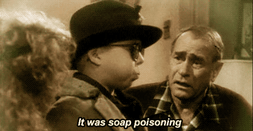 Ralphie daydreams about guilt tripping his parents, in A Christmas Story, for putting soap in his mouth after saying a bad word. 