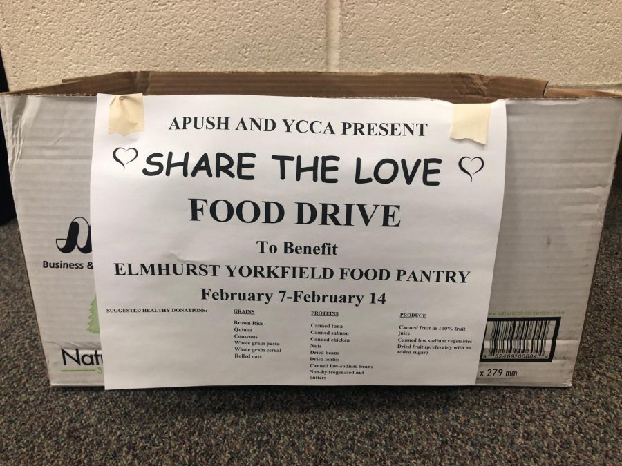 Boxes for the Share The Love food drive are scattered around the school from the seventh until the 14th of February.