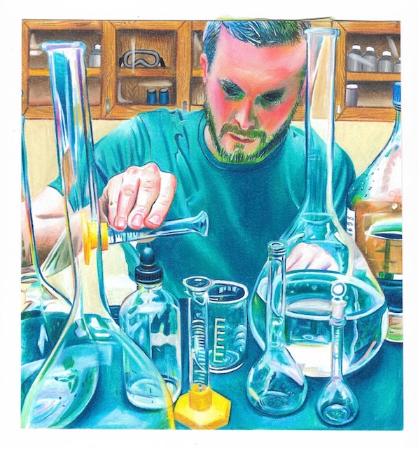 Senior Libby Wagners colorful drawing of science teacher Mr. Ramm.