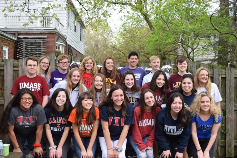 Group of seniors celebrate National College Decision Day. May 1, 2019.