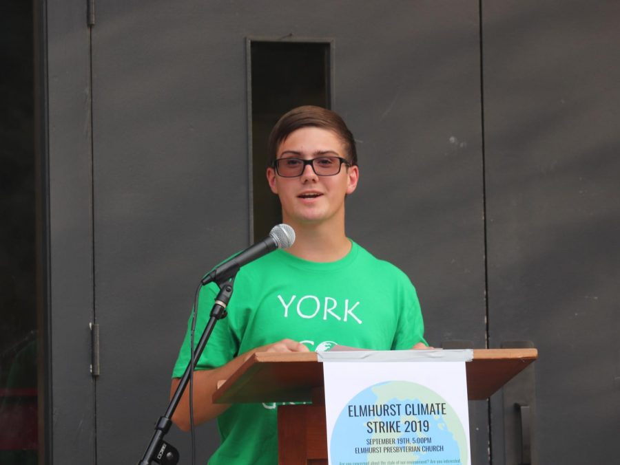 Ethan Thomas, a York student activist, emceed the climate strike this Thursday.