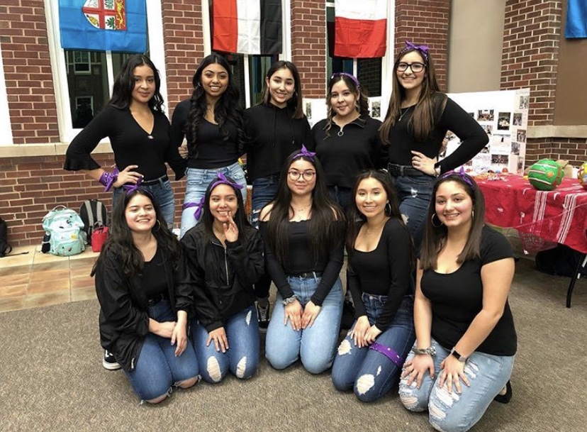 Latina Dreamers pose at the 2019 International Fest that is hosted in the commons during second semester.