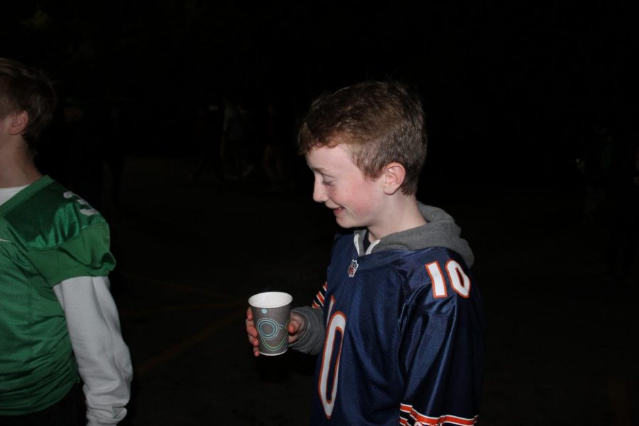 Freshman Matt Ahern smiles as he receives his hot chocolate.