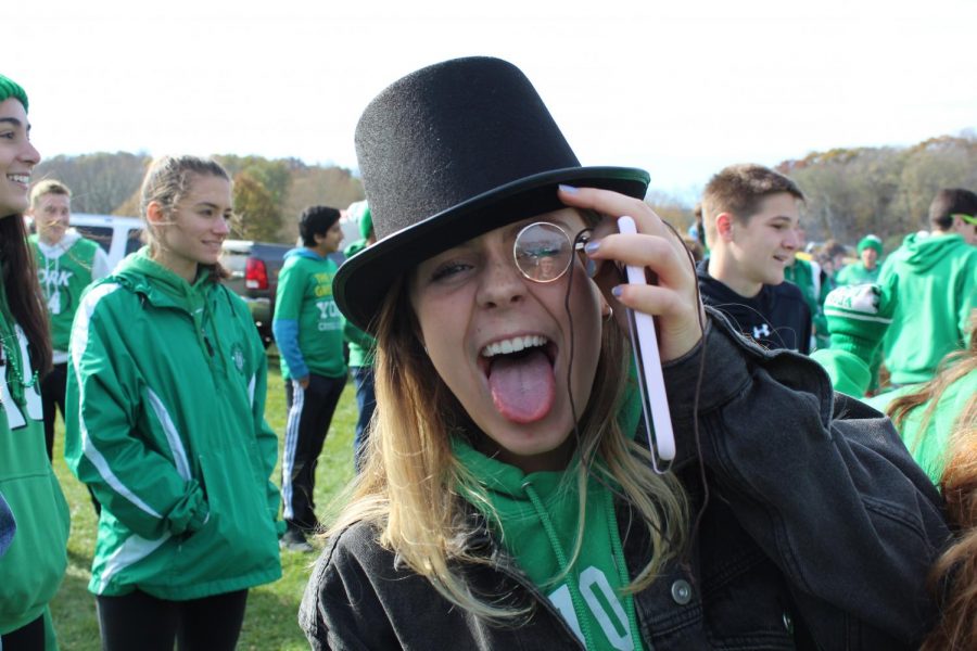 Senior Madison Justus shows off her school spirit with a York Duke top hat and monocle. 