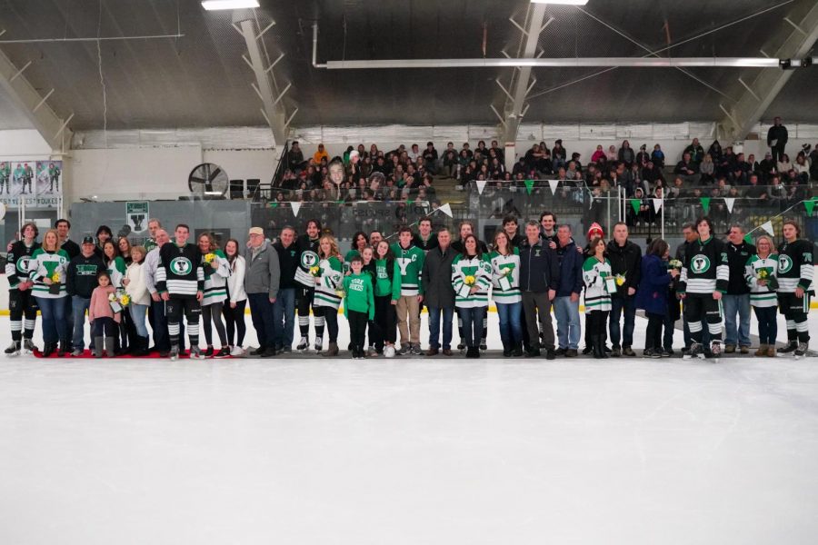 All nine seniors and each of their families celebrate the apparent brotherhood built over their time playing for York hockey.